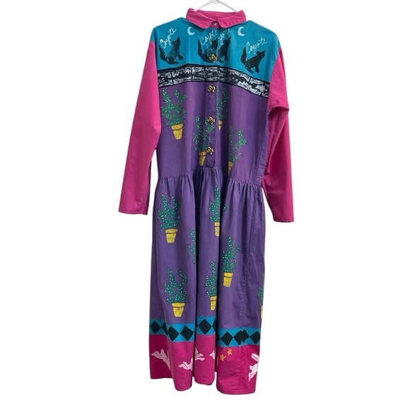 Portable Art by Robin Brown Hand-Painted Dress, 1988 Vintage One of a Kind Large - Picture 2 of 16